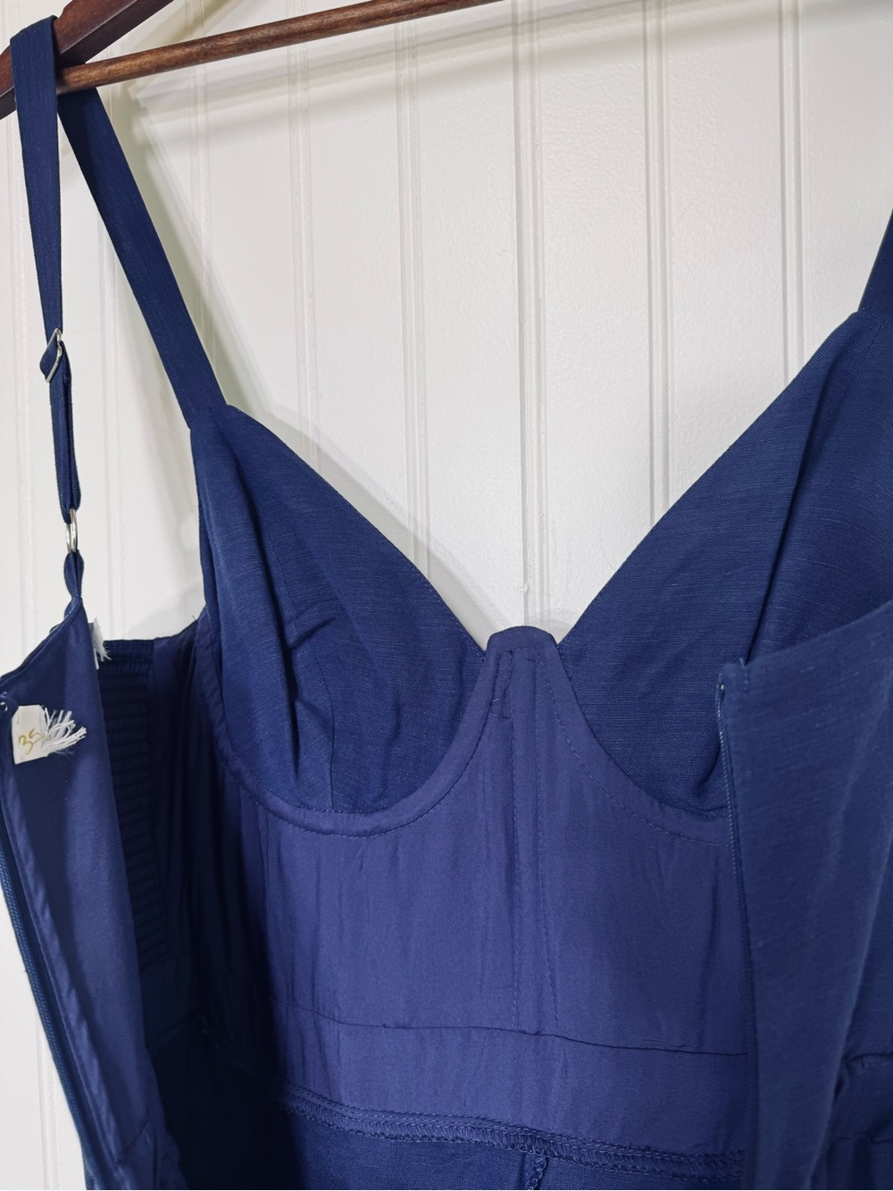 ASTR the Label Caspar Blue Wide Leg Jumpsuit Medium Linen Blend Corset Summer - Picture 10 of 15